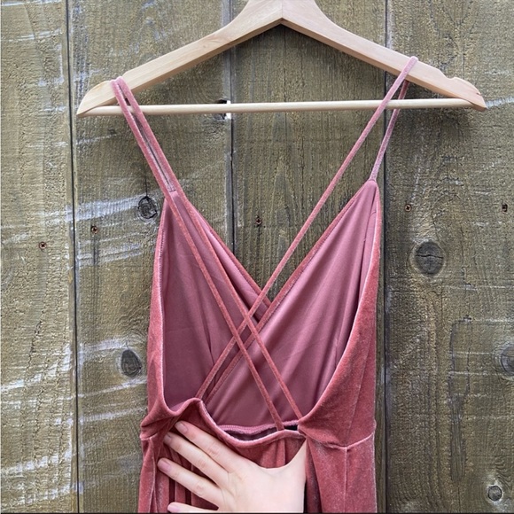 Blush Mauve Velvet Asymmetric Faux-Wrap Maxi Dress 🌿 - Picture 6 of 12